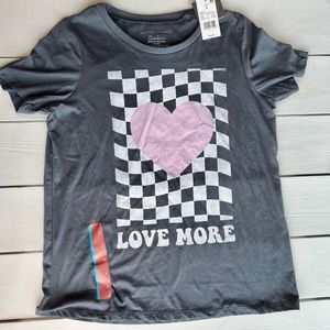 Gray Pink Love Valentines Holiday Tee NWT Size Large
